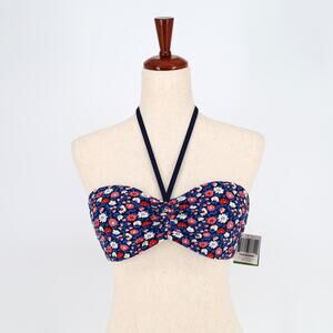 Kate Spade New York Women Floral Molded Bandeau Halter Swim Bikini Top Size M